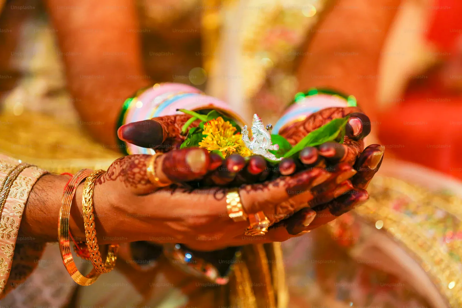 Traditional flower petals prepared for a ceremony